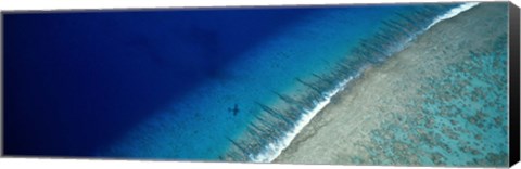 Framed Aerial View Of Beach, Teti&#39;aroa Island, Polynesia Print