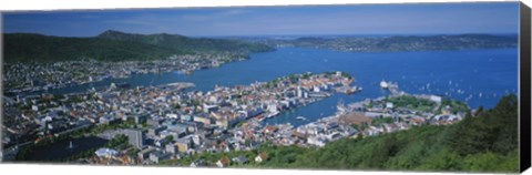 Framed High angle view of a city, Bergen, Hordaland, Norway Print