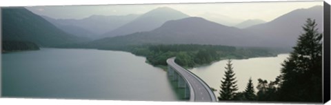 Framed Bridge Over Sylvenstein Lake, Bavaria, Germany (black and white) Print