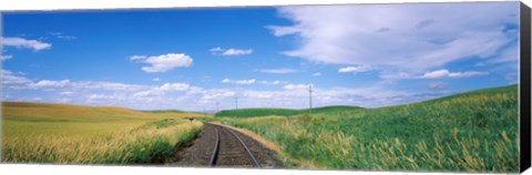 Framed Railroad track passing through a field, Whitman County, Washington State, USA Print