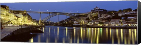 Framed Night, Luis I Bridge, Porto, Portugal Print