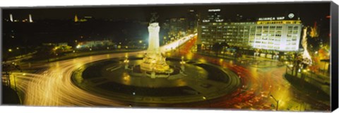 Framed High angle view of traffic moving around a statue, Marques De Pombal Square, Lisbon, Portugal Print