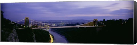 Framed Bridge over a river, Clifton Suspension Bridge, Bristol, England Print