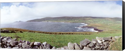 Framed UK, Ireland, Kerry County, Rocks on Greenfields Print