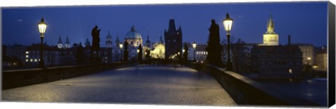 Framed Street light on a bridge, Charles Bridge, Prague, Czech Republic Print