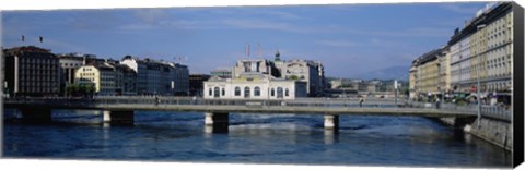 Framed Bridge over a river, Geneva, Switzerland Print