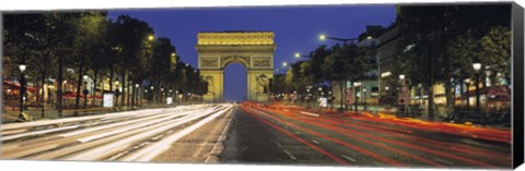 Framed View Of Traffic On An Urban Street, Champs Elysees, Arc De Triomphe, Paris, France Print