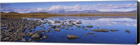 Framed Rocks and pebbles in a lake, Torne Lake, Lapland, Sweden Print