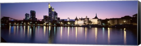 Framed Skyline In Evening, Main River, Frankfurt, Germany Print