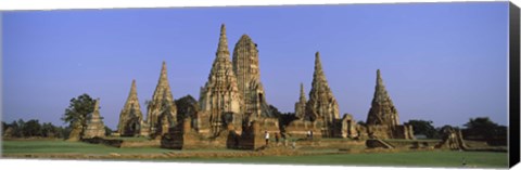 Framed Temples in a field, Wat Chaiwatthanaram, Ayutthaya Historical Park, Ayutthaya, Thailand Print