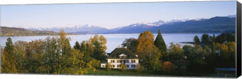 Framed Villa at the waterfront, Lake Zurich, Zurich, Switzerland Print