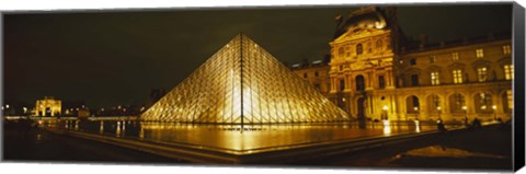 Framed Museum lit up at night, Musee Du Louvre, Paris, France Print