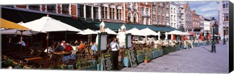 Framed Group of people in a restaurant, Bruges, Belgium Print