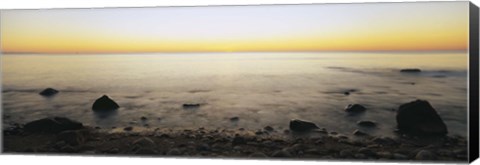 Framed Rocks on the beach, Block Island, Rhode Island, USA Print