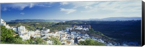 Framed High angle view of buildings in a town, Pueblo Blanco, Andalusia, Spain Print