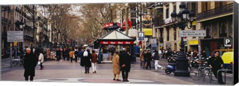 Framed Tourists in a street, Barcelona, Spain Print