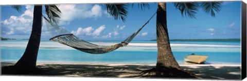 Framed Hammock on the beach, Cook Islands South Pacific Print