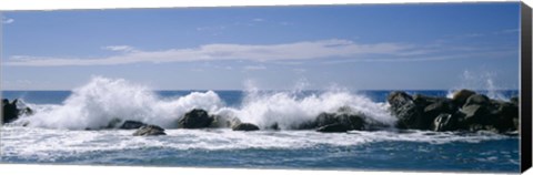 Framed Waves breaking on rocks, Chiavari, Liguria, Italy Print