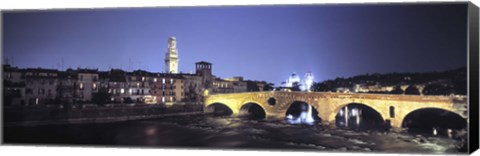 Framed Ponte Pietra And Adige River, Verona, Italy Print