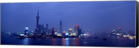 Framed Shanghai at dusk, China Print