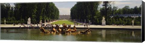 Framed Fountain in a garden, Versailles, France Print