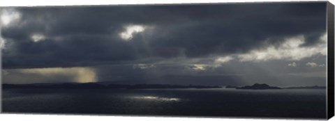 Framed Clouded Sky Over A Sea, Staffin Bay, Isle Of Skye, Scotland, United Kingdom Print