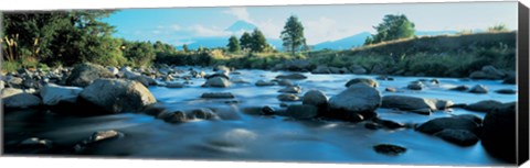 Framed Rocks in the river, Mount Taranaki, Taranaki, North Island, New Zealand Print