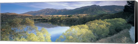 Framed Reflection of mountains in water, Lake Hayes, South Island New Zealand, New Zealand Print