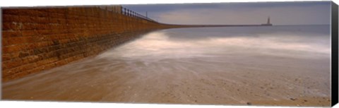 Framed Surrounding Wall Along The Sea, Roker Pier, Sunderland, England, United Kingdom Print