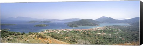 Framed High angle view of a coastline, Lefkas island, Greece Print