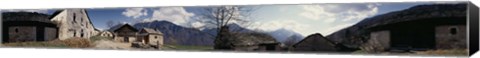 Framed Low angle view of mountains near a village, Navone Village, Blenio Valley, Ticino, Switzerland Print