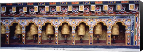 Framed Prayer Wheels In A Temple, Chimi Lhakhang, Punakha, Bhutan Print