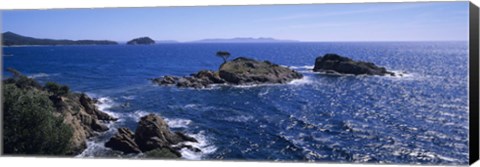 Framed Waves Crashing On Rocks, Provence, France Print