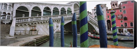 Framed Arch bridge across a canal, Rialto Bridge, Grand Canal, Venice, Italy Print