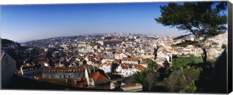 Framed Aerial view of a city, Lisbon, Portugal Print