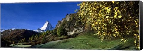 Framed Low angle view of a snowcapped mountain, Matterhorn, Valais, Switzerland Print