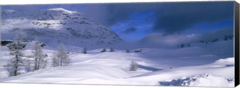 Framed Snowcapped mountain in a polar landscape, Simplon pass, Switzerland Print