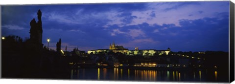 Framed Buildings lit up at night, Prague, Czech Republic Print