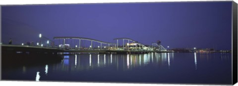 Framed Footbridge across a river, Rambla De Mar, Barcelona, Catalonia, Spain Print