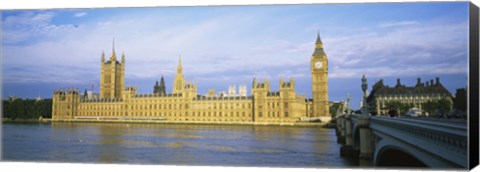 Framed Government building at the waterfront, Thames River, Houses Of Parliament, London, England Print