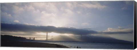 Framed Silhouette of a bridge, Golden Gate Bridge, San Francisco, California, USA Print