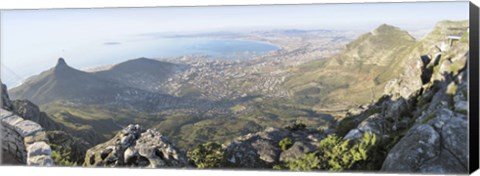 Framed High angle view of a coastline, Table Mountain, Cape town, South Africa Print