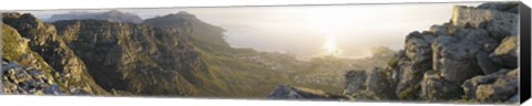 Framed High angle view of a coastline, Camps Bay, Table Mountain, Cape Town, South Africa Print