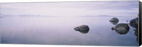 Framed Rock formations in a lake, Great Salt Lake, Utah, USA Print