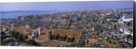 Framed High angle view of a city viewed from a castle, Castelo De Sao Jorge, Lisbon, Portugal Print