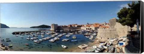 Framed Boats in the sea, Old City, Dubrovnik, Croatia Print