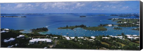 Framed High angle view of buildings at the waterfront, Gibbs Hill Lighthouse, Bermuda Print