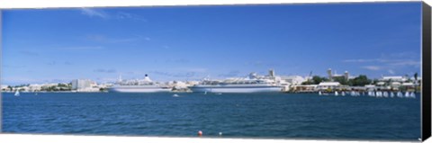 Framed Cruise ships docked at a harbor, Hamilton, Bermuda Print