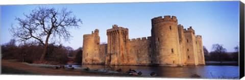 Framed Moat around a castle, Bodiam Castle, East Sussex, England Print