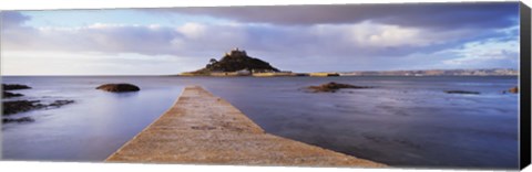 Framed Jetty over the sea, St. Michael&#39;s Mount, Marazion, Cornwall, England Print